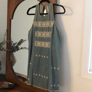 Free People Embroidered Denim Dress